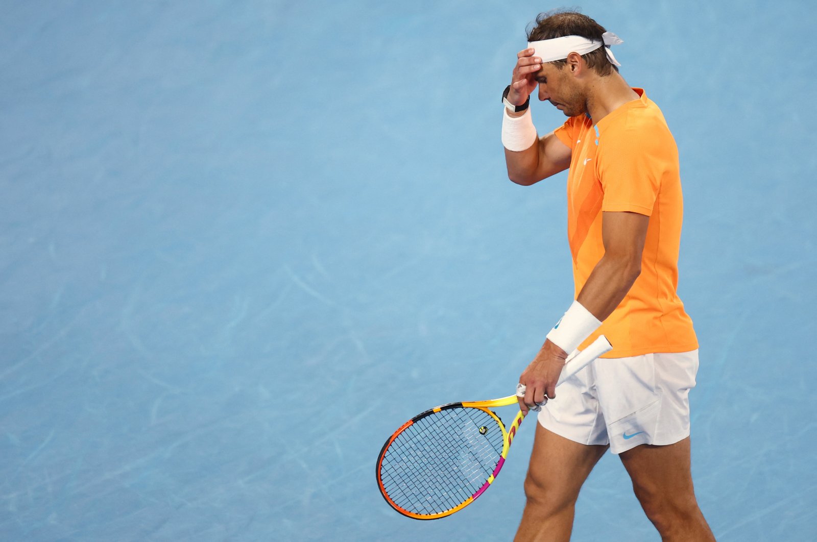 Spain&#039;s Rafael Nadal reacts during his second-round match against Mackenzie Mcdonald of the U.S., Melbourne, Australia, Jan. 18, 2023. (Reuters Photo)