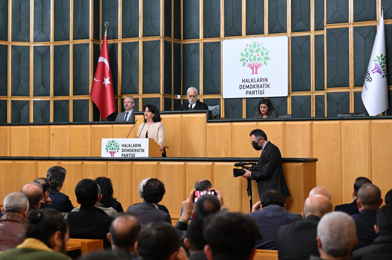 HDP co-Chair Pervin Buldan speaks at a parliamentary group meeting of her party, in the capital Ankara, Türkiye, Jan. 17, 2023. (AA Photo)