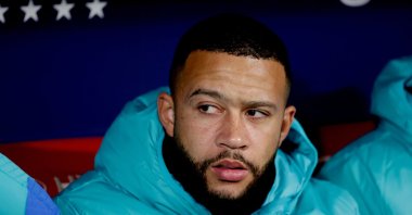 FC Barcelona's Memphis Depay looks disappointed during the La Liga match against Atletico Madrid at the Wanda Metropolitano, Madrid, Spain, Jan. 8, 2023. (Getty Images Photo)