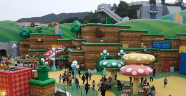 Guests explore during a preview of Super Nintendo World at Universal Studios in Los Angeles, California, U.S., Jan. 13, 2023. (AFP Photo)