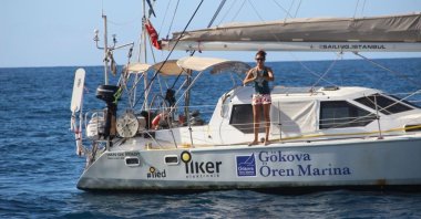 Sailor Başak Mireli poses for a photo before an interview, Istanbul, Türkiye, Jan. 18, 2023. (DHA Photo)