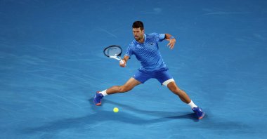 Serbia's Novak Djokovic in action during his second round match against France's Enzo Couacaud, Melbourne, Australia, Jan.19, 2023. (Reuters Photo)