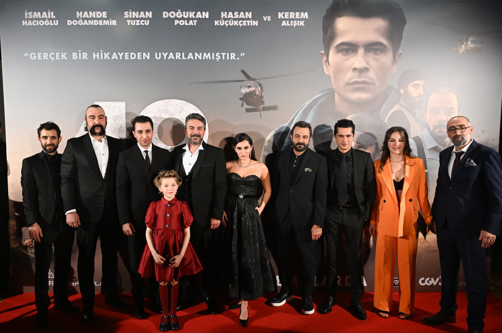 The film crew poses during the premier of &quot;49,&quot; Istanbul, Türkiye, Jan. 18, 2023. (AA Photo)