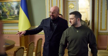Ukraine's President Volodymyr Zelenskyy meets with European Council President Charles Michel, amid Russia's attack on Ukraine, Kyiv, Ukraine Jan.19, 2023. (Reuters Photo)