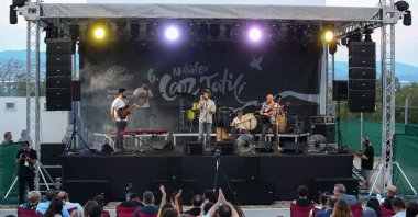 Musical band Barabar performs on stage during Nilüfer Jazz Festival, in Bursa, Türkiye, July 3, 2021. (Photo courtesy of Nilüfer Jazz Festival)