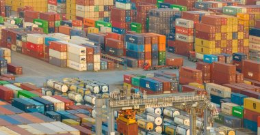 Shipping containers stacked at Nanjing port in eastern Jiangsu province, China, Jan. 3, 2023. (AFP Photo)