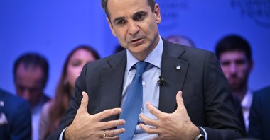 Greek Prime Minister Kyriakos Mitsotakis speaks during the 53rd annual meeting of the World Economic Forum (WEF), in Davos, Switzerland, Jan. 19, 2023. (EPA Photo)