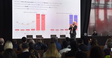 Serkan Ünsal, founder of startups.watch, speaks during the announcement of the 2022 startup investment figures, in Istanbul, Türkiye, Jan. 17, 2023. (Courtesy of startups.watch)