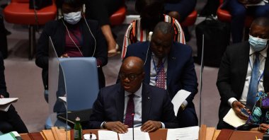 Michael Moussa Adamo, Gabon's minister of Foreign Affairs, attends a U.N. Security Council ministerial debate at U.N. headquarters, May 19, 2022. (AFP File Photo)