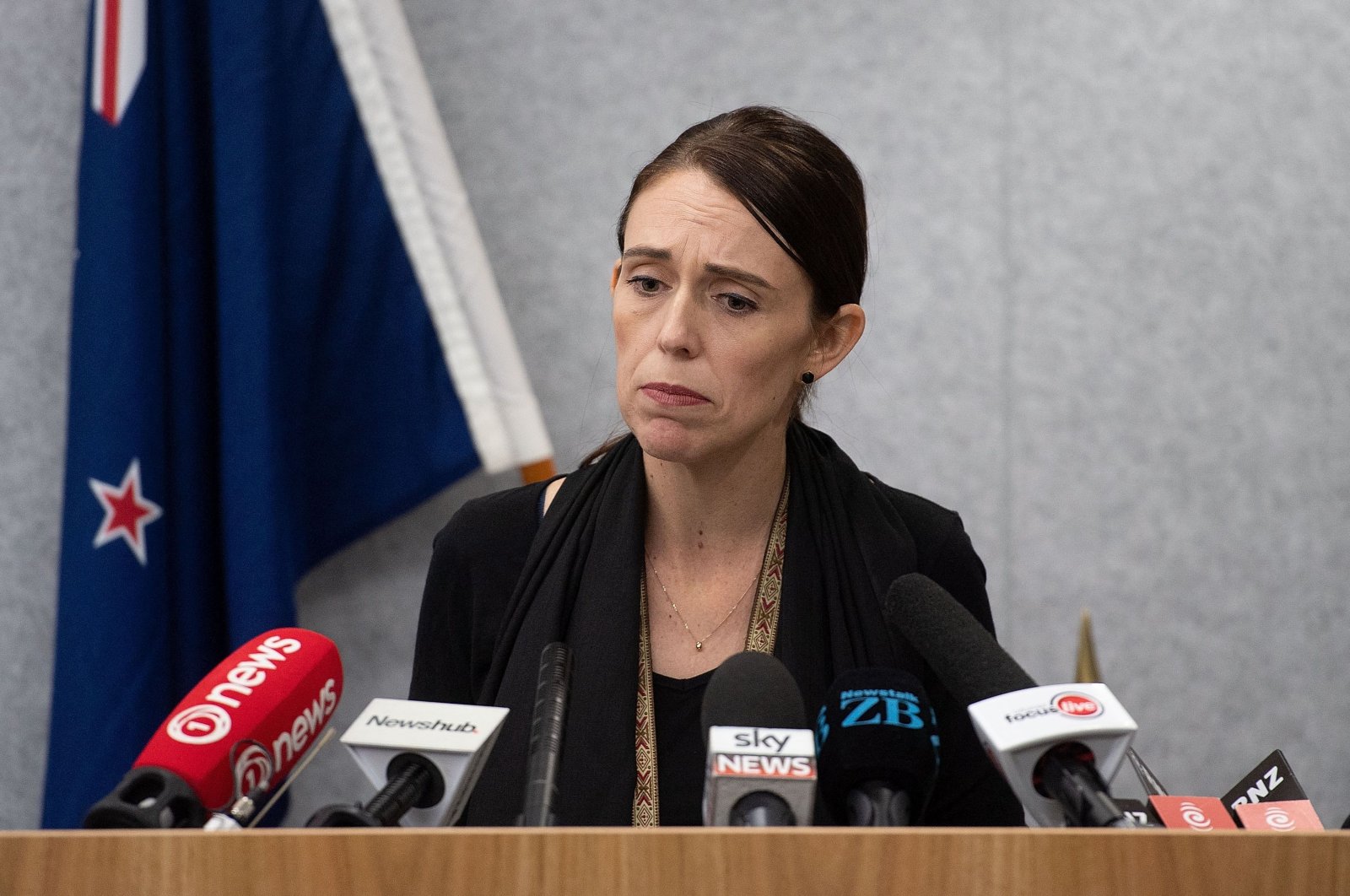 New Zealand Prime Minister Jacinda Ardern speaks to the media during a news conference at the Justice Precinct in Christchurch, New Zealand March 16, 2019. (AFP Photo)
