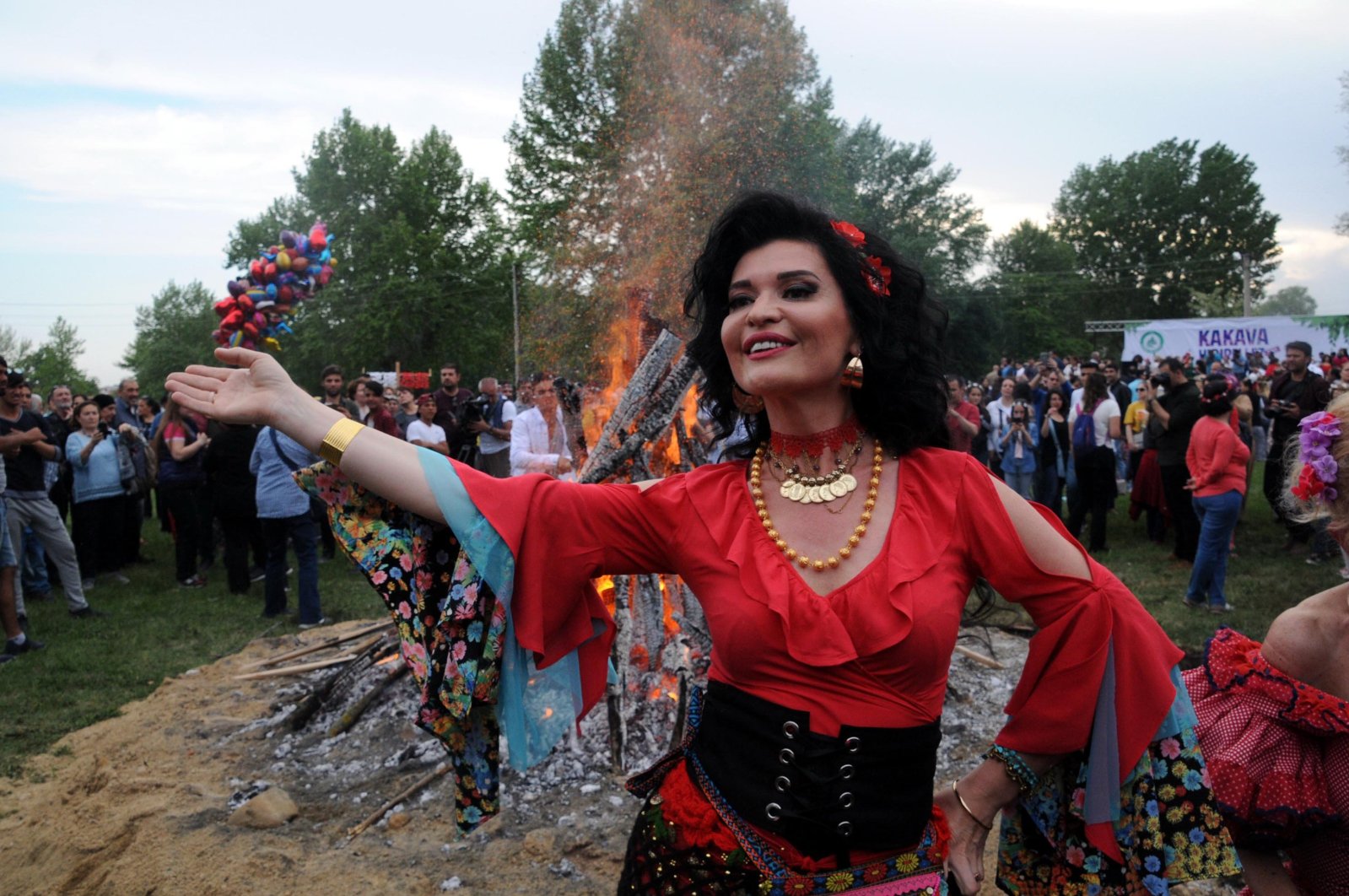 A Romani woman dances at the Kakava Festival in Edirne, northwestern Türkiye, July 7, 2017. (DHA File Photo)