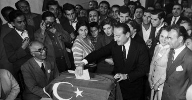 Then-Prime Minister Adnan Menderes votes during an elections in capital Ankara, Türkiye, May 2, 1954. (Getty Images Photo)