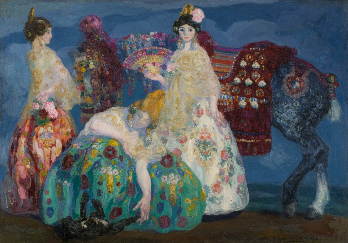 'Girls of Burriana (Falleras)' oleh Hermenegildo Anglada Camarasa, cat minyak di atas kanvas.  (Foto milik Masyarakat Hispanik Amerika)