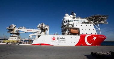 The newly-arrived multipurpose offshore support vessel Mukavemet is seen anchored at the Filyos Port in the northern province of Zonguldak, Türkiye, Jan. 23, 2023. (AA Photo)