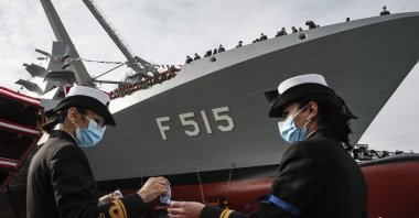 The TCG Istanbul (F515) is launched during a ceremony in Istanbul, Türkiye, Jan. 23, 2021. (DHA Photo)