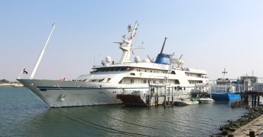 The yacht Breeze of Basra is anchored at Shatt Al Arab, Basra, southeastern Iraq, Jan. 23, 2022.