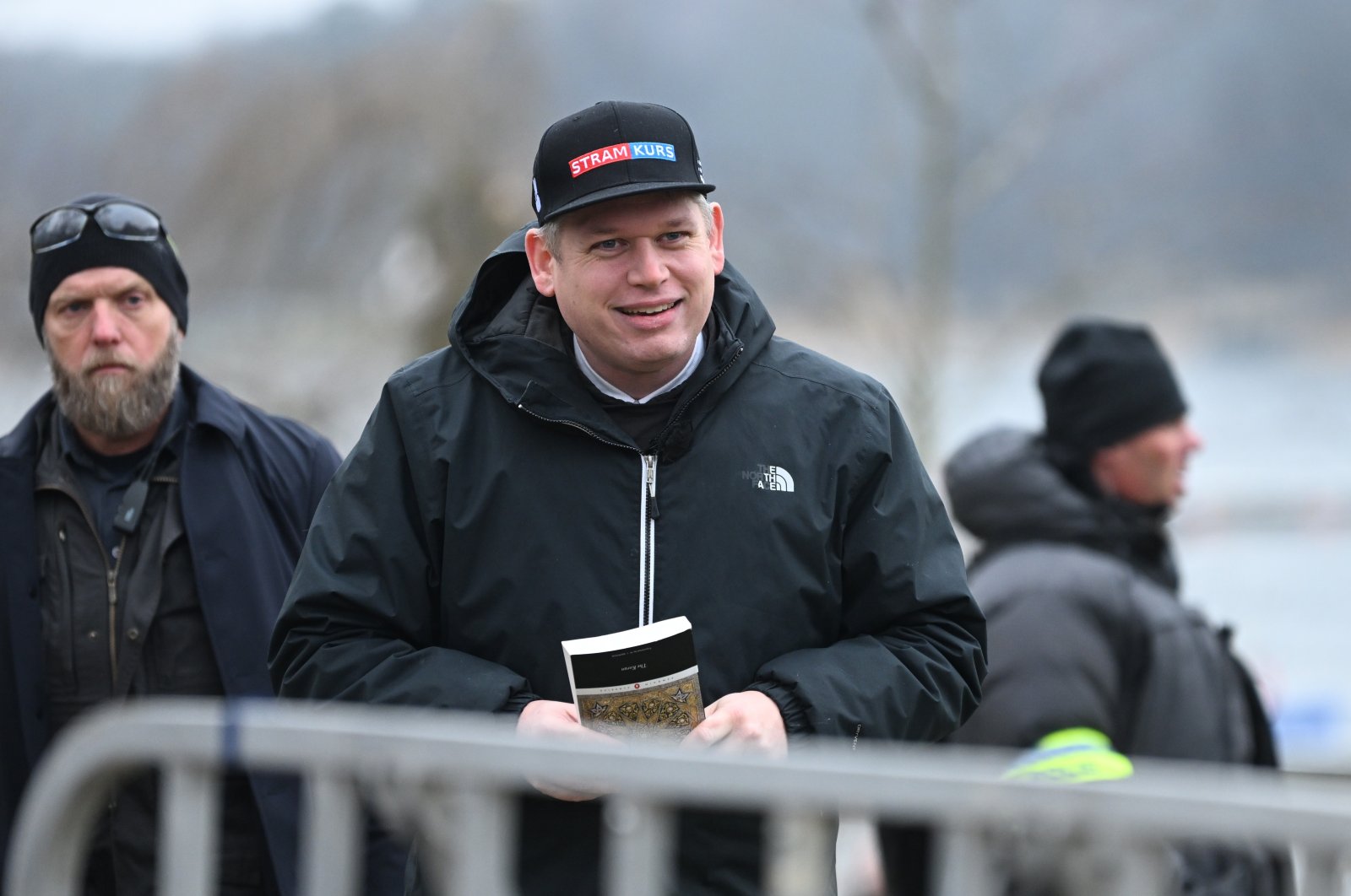 The leader of the far-right Danish political party Stram Kurs Rasmus Paludan delivers a speech before he burns Islam&#039;s holy book, the Quran, outside the Turkish Embassy in Stockholm, Sweden, Jan. 21, 2023. (IHA Photo)