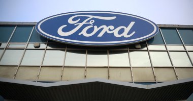 Signage outside the Ford Halewood transmissions plant in Liverpool, UK, Dec.1, 2022. (Reuters Photo)