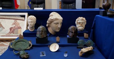 Some of the antiquities worth an estimated $19 million are seen after being returned to Italy by New York City, Rome, Italy, Jan. 23, 2023. (Reuters Photo)