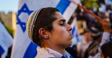 Far-right Israelis rally outside in West Jerusalem, Israel, June 15, 2021. (Getty Images)