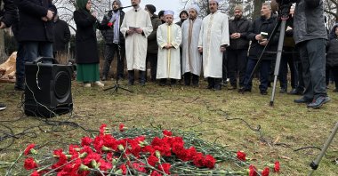 A program to honor the Quran was organized in front of the Turkish embassy in Stockholm, Sweden, Jan. 24, 2023 (AA Photo) 