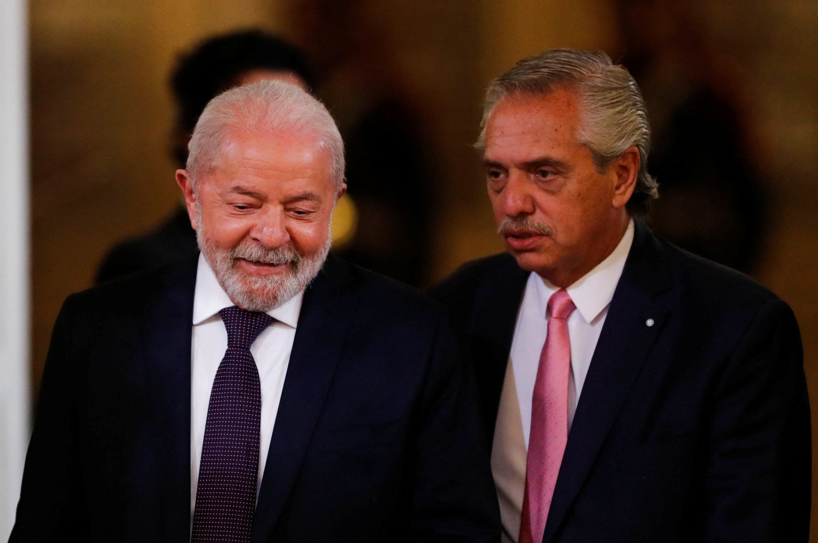 Brazil&#039;s President Luiz Inacio Lula da Silva and Argentina&#039;s President Alberto Fernandez attend a bilateral agreement signing ceremony, during Lula da Silva&#039;s first official visit abroad since his inauguration, at the Casa Rosada Presidential Palace, Buenos Aires, Argentina, Jan. 23, 2023. (Reuters Photo)