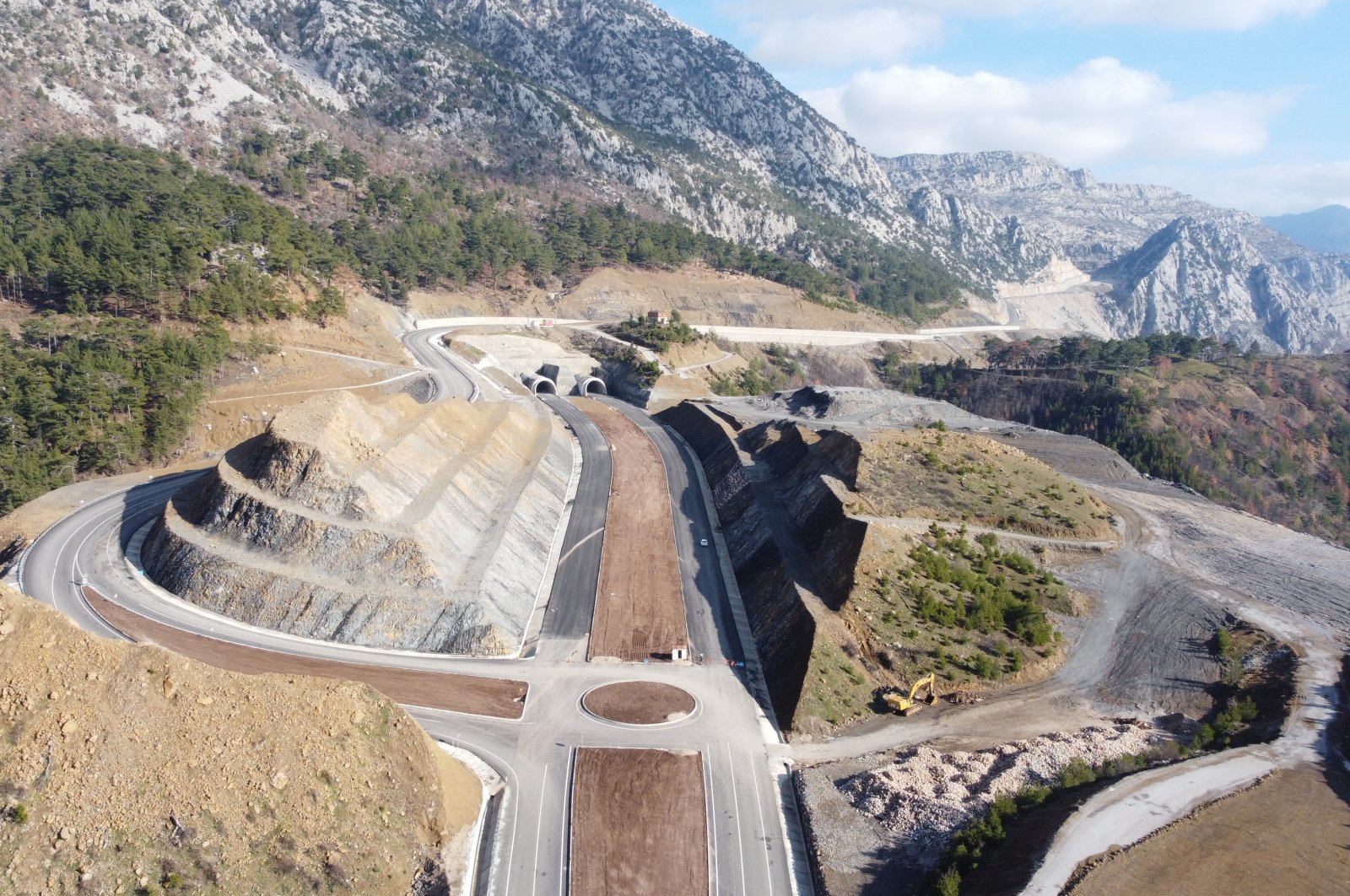 Works on the tunnel that is set to connect the Turkish cities of Konya and Antalya nears completion, at Akdağ Mountains, Türkiye, Jan. 24, 2023. (AA Photo)