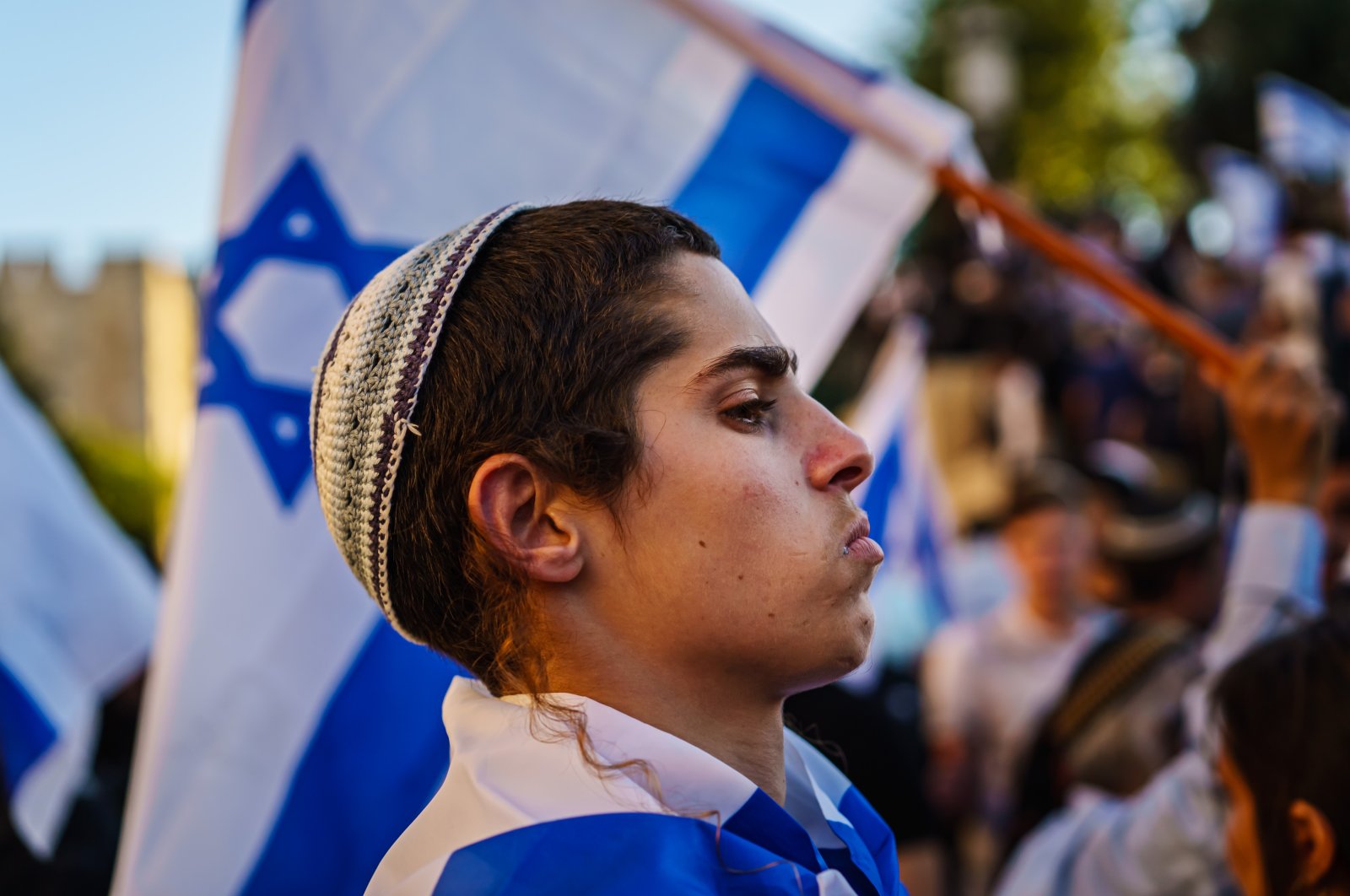 Far-right Israelis rally outside in West Jerusalem, Israel, June 15, 2021. (Getty Images)