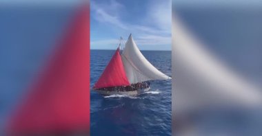 This screengrab from a U.S. Coast Guard video shows the boat carrying Haitian migrants near the Bahamas. (Reuters Photo)