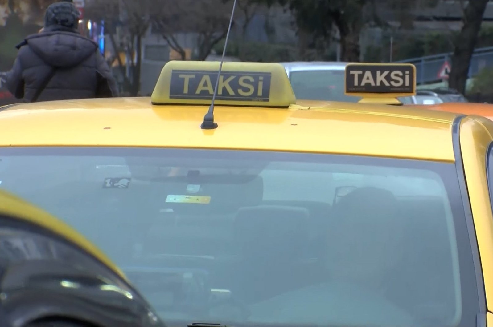 Taxis are seen parked in a row in Istanbul, Türkiye, Jan. 26, 2023. (DHA Photo)