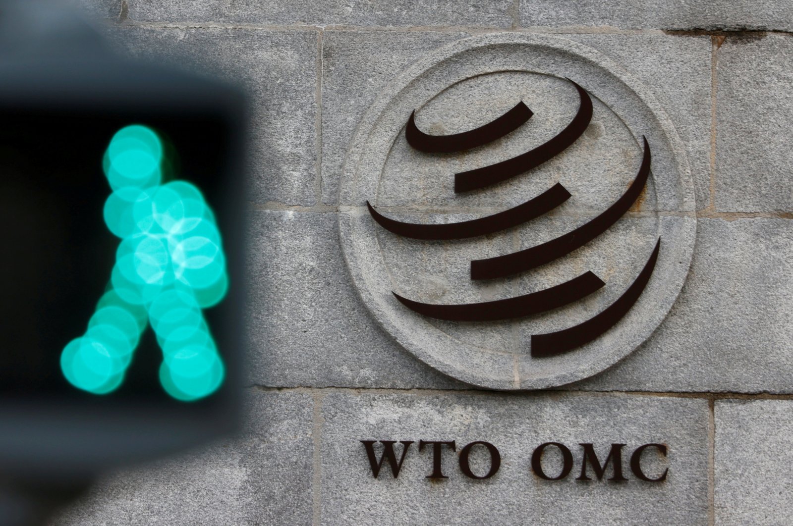 The World Trade Organization (WTO) logo adorns the front of its headquarters in Geneva, Switzerland, Oct. 28, 2020.