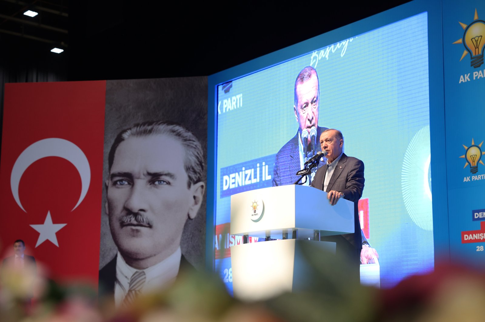 President Recep Tayyip Erdoğan attends a meeting of the Justice and Development Party (AK Party) in Denizli province, southwestern Türkiye, Jan. 28, 2023. (AA Photo)