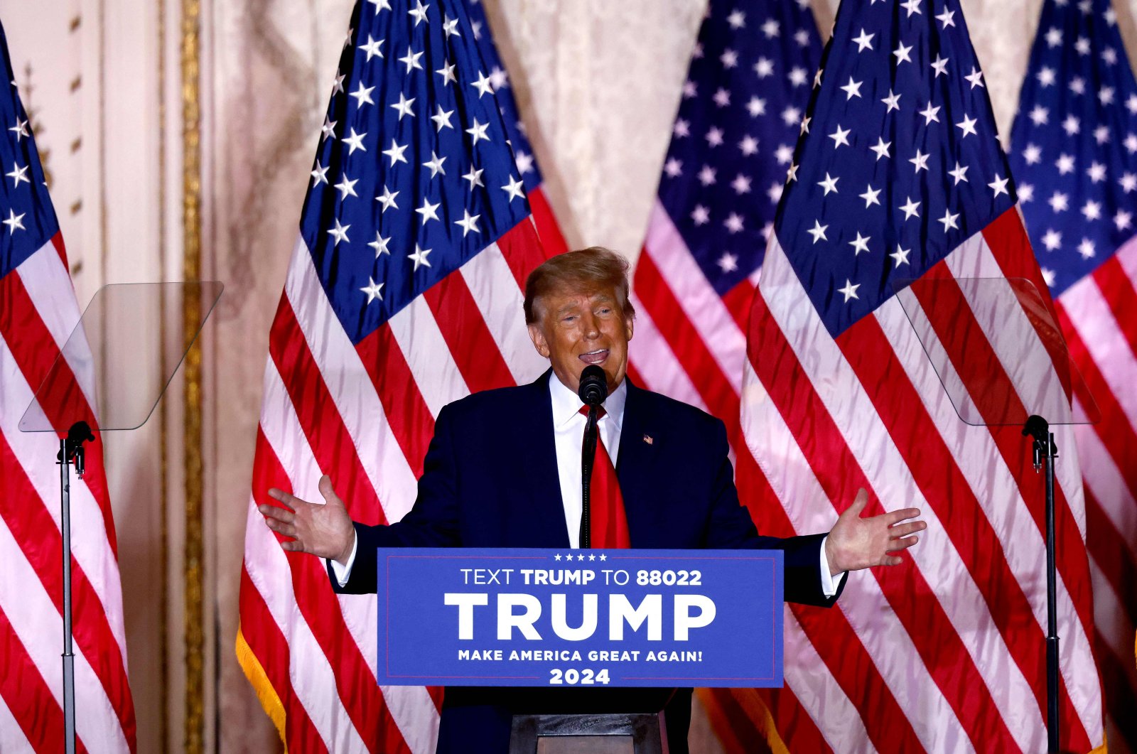 Former U.S. President Donald Trump speaks at the Mar-a-Lago Club in Palm Beach, Florida, Nov. 15, 2022. (AFP File Photo)