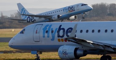 A Flybe plane takes off from Manchester Airport in Manchester, Britain, Jan. 20, 2020. (Reuters Photo)