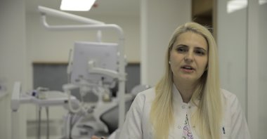 Aida Keskin, a graduate of Hacettepe University Faculty of Dentistry during her interview for Anadolu Agency (AA), Sarajevo, Bosnia-Herzegovina, Jan. 29, 2023. (AA Photo)