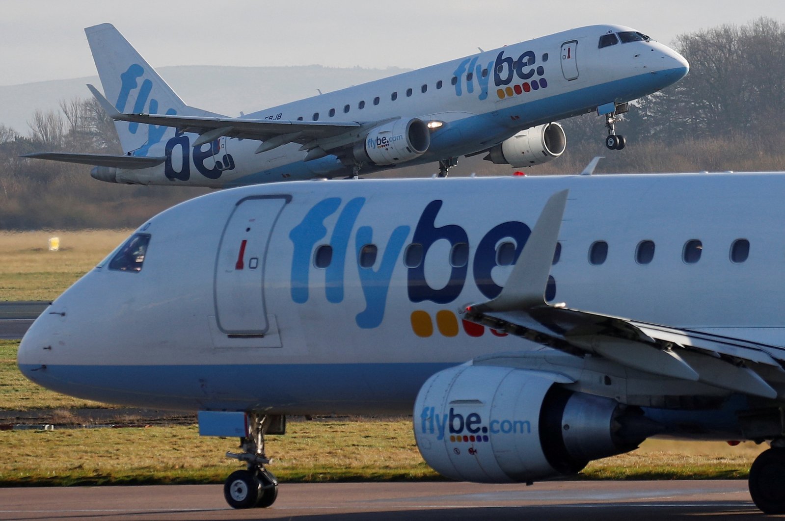 A Flybe plane takes off from Manchester Airport in Manchester, Britain, Jan. 20, 2020. (Reuters Photo)