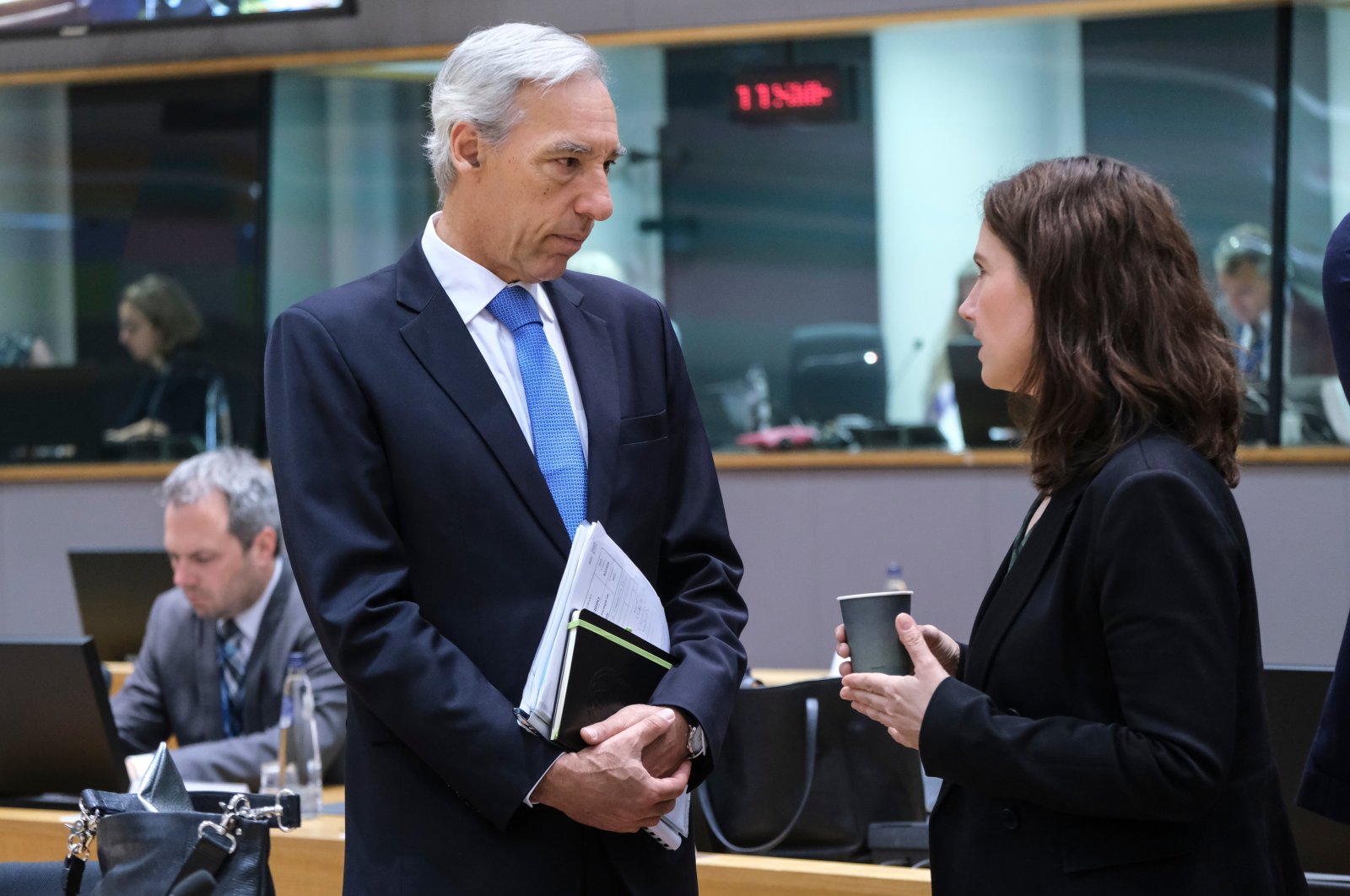 Foreign Minister Joao Gomes Cravinho (L) arrives for a Foreign Affairs Council (FAC) meeting at the EU headquarters in Brussels, Belgium, May 16, 2022. (Shutterstock Photo)