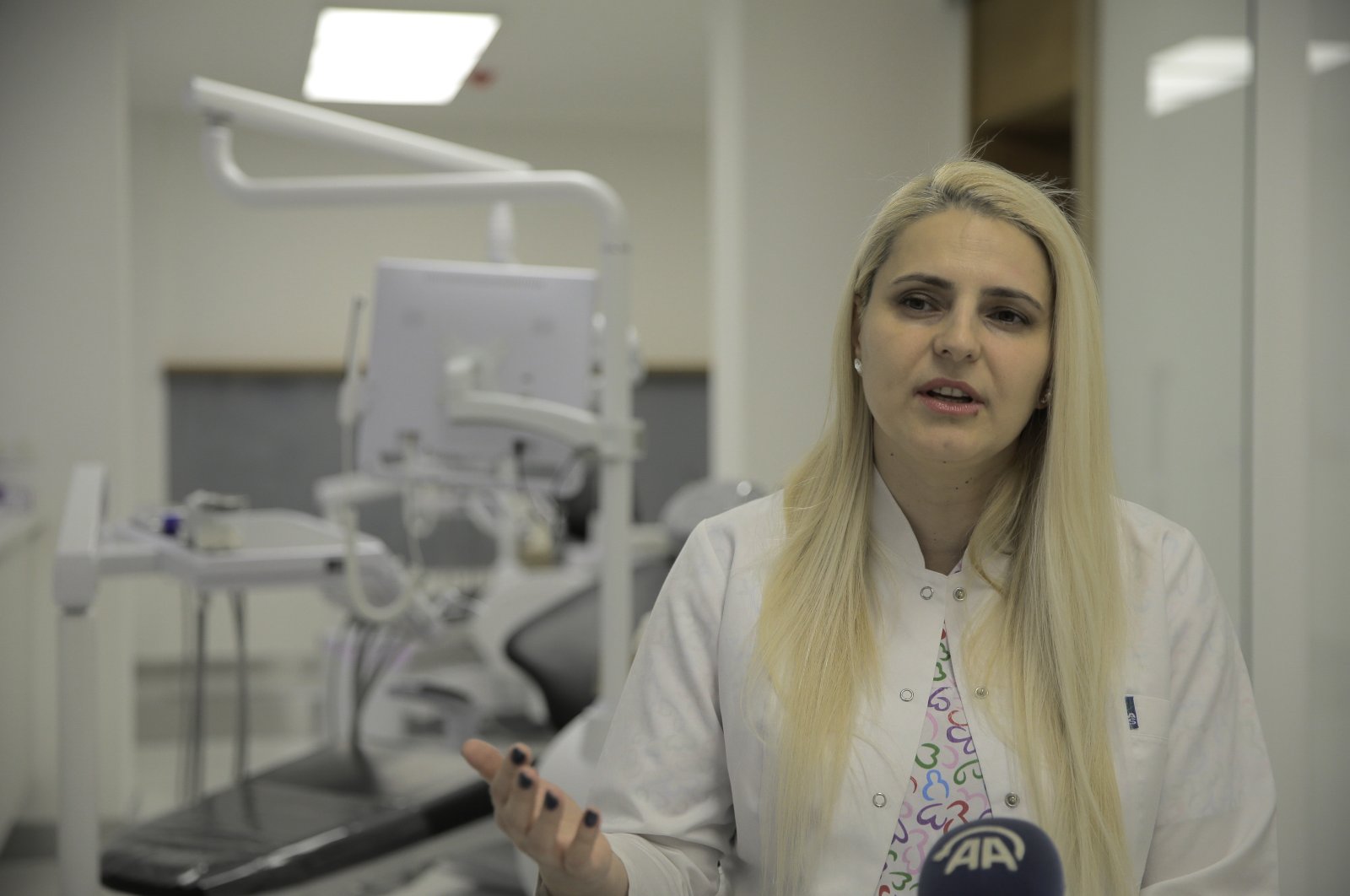 Aida Keskin, a graduate of Hacettepe University Faculty of Dentistry during her interview for Anadolu Agency (AA), Sarajevo, Bosnia-Herzegovina, Jan. 29, 2023. (AA Photo)