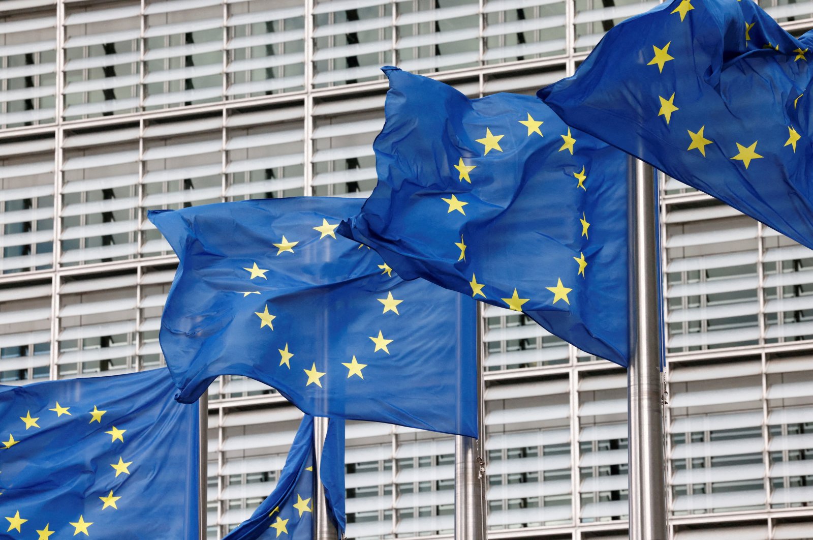 European Union flags flutter outside the European Commission headquarters in Brussels, Belgium, Sept. 28, 2022. (Reuters Photo)