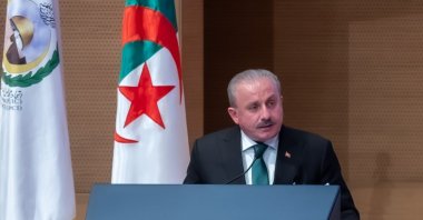 Parliament speaker Mustafa Şentop is seen at the 17th session of the Parliamentary Union of the Organization of Islamic Cooperation Member States (PUIC) in Algeria, Jan. 29, 2023 (AA Photo)