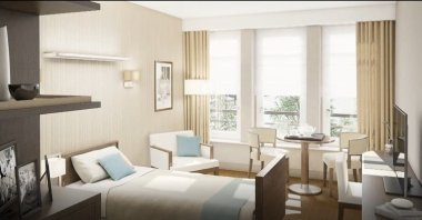 The interior of a double bedroom of Darülaceze Social Service City, Istanbul, Türkiye, Jan. 30, 2023. (Photo by Sabah)