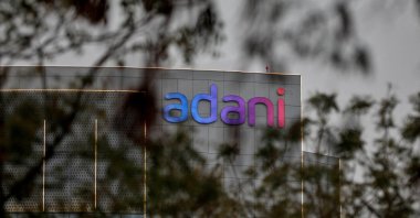 The logo of the Adani Group on the facade of its Corporate House on the outskirts of Ahmedabad, India, Jan. 27, 2023. (Reuters Photo)