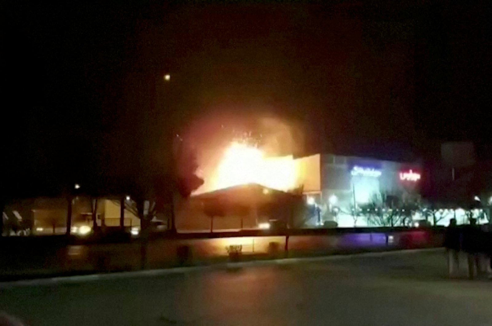 Eyewitness footage shows what is said to be the moment of an explosion at a military industry factory in Isfahan, Iran, Jan. 29, 2023. (Reuters Photo)