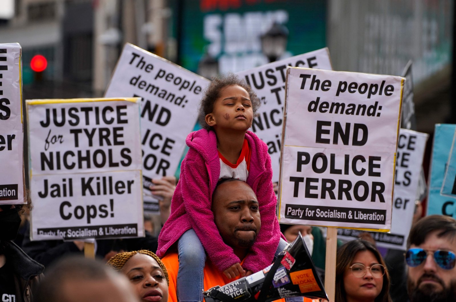 Protesters gather during a rally against the fatal police assault of Tyre Nichols, in Atlanta, Georgia, Jan. 28, 2023. (AFP Photo)