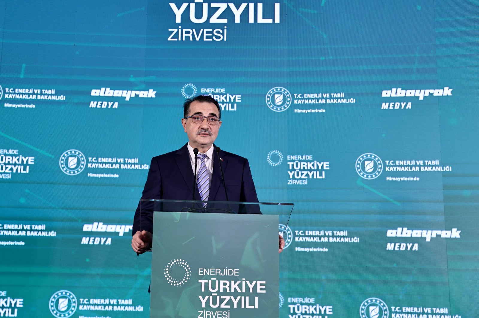 Energy and Natural Resources Minister Fatih Dönmez delivers a speech during the Century of Türkiye in Energy Summit, in Istanbul, Türkiye, Jan. 30, 2023. (AA Photo)