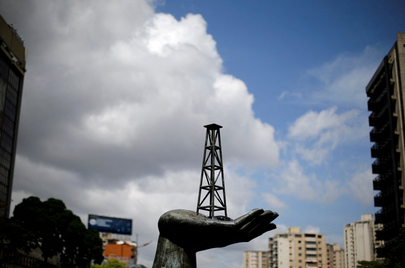 A sculpture is seen outside a building of Venezuela&#039;s state oil company PDVSA in Caracas, Venezuela, June 14, 2016. (Reuters Photo)