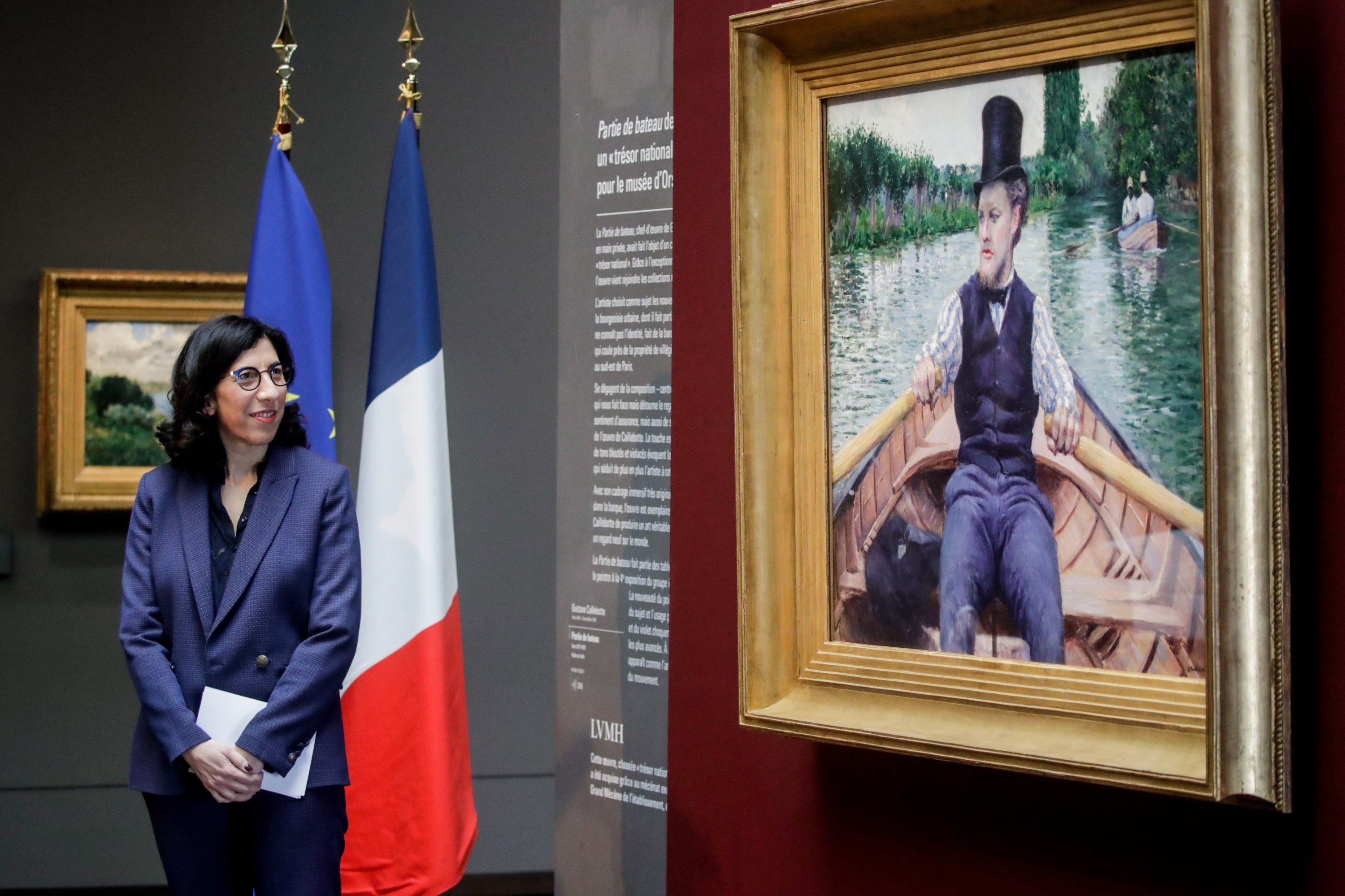 French Minister of Culture Rima Abdul Malak attends the presentation of the painting 