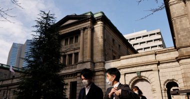 People walk at the headquarters of Bank of Japan in Tokyo, Japan, Jan. 18, 2023. (Reuters Photo)