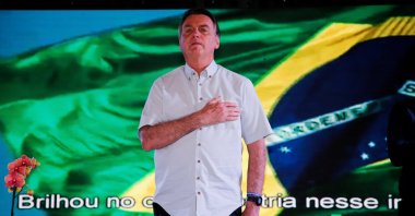 Former Brazilian President Jair Bolsonaro sings the Brazilian national anthem at a reception in Orlando, Florida, U.S., Jan. 31, 2023. (Reuters Photo)