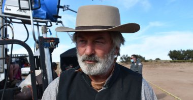 Actor Alec Baldwin being processed after the death of cinematographer Halyna Hutchins at the Bonanza Creek Ranch in Santa Fe, New Mexico, Oct. 21, 2022. (AFP Photo)